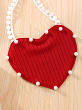 Two-Piece Set Solid Color Ribbed Short Sleeve Round Neck Beaded Top + Love Mesh Halter Skirt Set with Love Bag